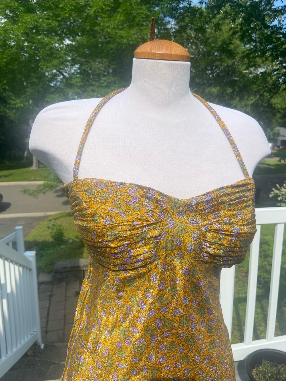 PURE SILK Golden floral midi - Picture 2 of 5